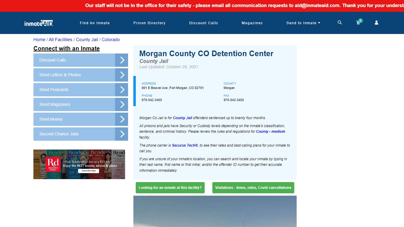 Morgan County CO Detention Center - Inmate Locator - Fort ...